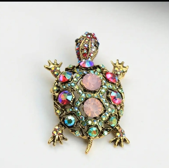 Source Unknown Jewelry - 🆕️🐢 RHINESTONE TURTLE BROOCH PIN🐢